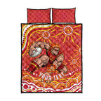 Personalized Gold Coast Suns Mascot Quilt Bed Set Aboriginal Dot Art - Dreamtime Football Mascot