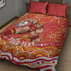 Personalized Gold Coast Suns Mascot Quilt Bed Set Aboriginal Dot Art - Dreamtime Football Mascot