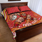 Personalized Gold Coast Suns Mascot Quilt Bed Set Aboriginal Dot Art - Dreamtime Football Mascot