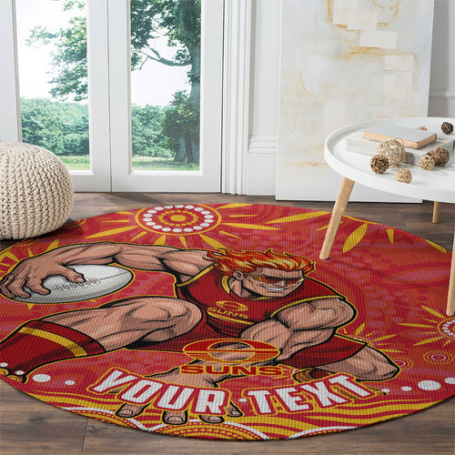 Personalized Gold Coast Suns Mascot Round Carpet Aboriginal Dot Art - Dreamtime Football Mascot