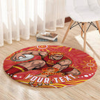 Personalized Gold Coast Suns Mascot Round Carpet Aboriginal Dot Art - Dreamtime Football Mascot