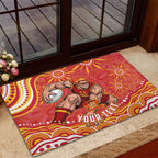 Personalized Gold Coast Suns Mascot Rubber Doormat Aboriginal Dot Art - Dreamtime Football Mascot
