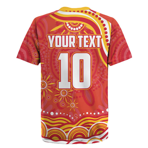 Personalized Gold Coast Suns Mascot Rugby Jersey Aboriginal Dot Art - Dreamtime Football Mascot