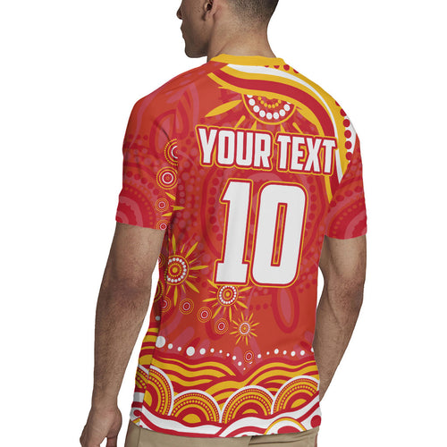 Personalized Gold Coast Suns Mascot Rugby Jersey Aboriginal Dot Art - Dreamtime Football Mascot