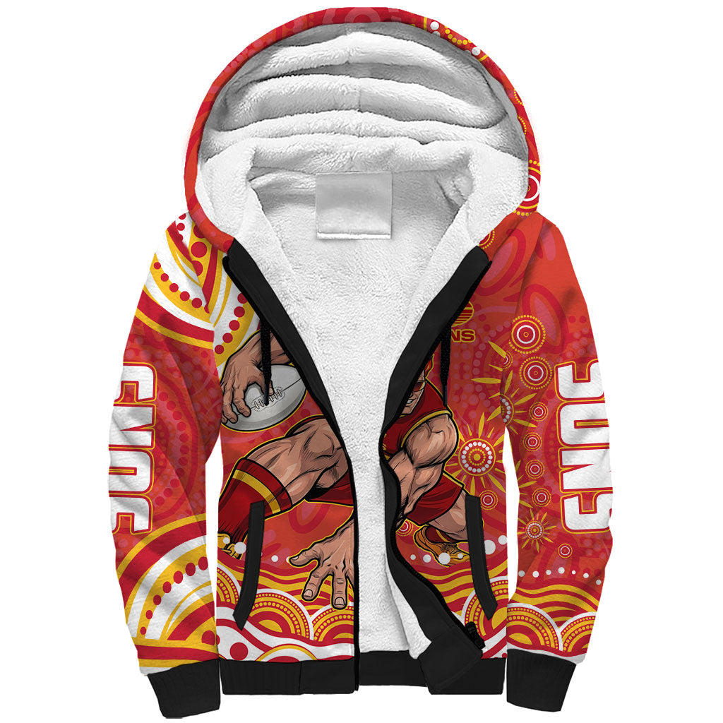 Personalized Gold Coast Suns Mascot Sherpa Hoodie Aboriginal Dot Art - Dreamtime Football Mascot