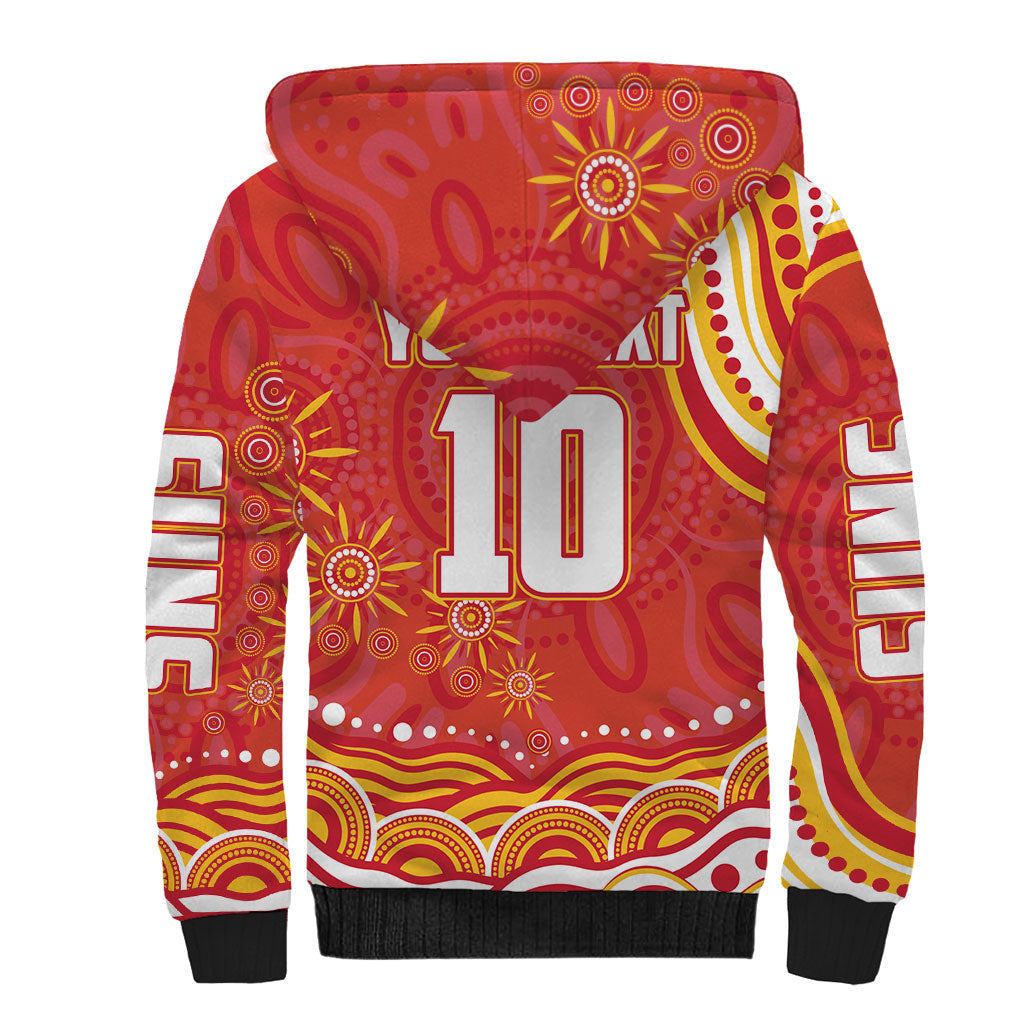 Personalized Gold Coast Suns Mascot Sherpa Hoodie Aboriginal Dot Art - Dreamtime Football Mascot