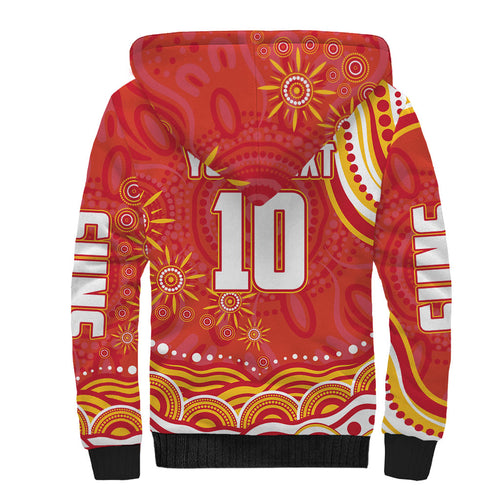 Personalized Gold Coast Suns Mascot Sherpa Hoodie Aboriginal Dot Art - Dreamtime Football Mascot