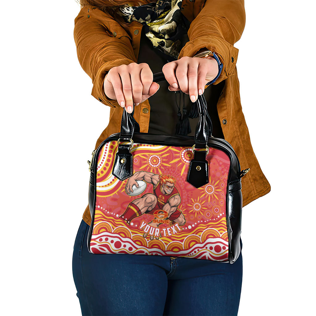 Personalized Gold Coast Suns Mascot Shoulder Handbag Aboriginal Dot Art - Dreamtime Football Mascot