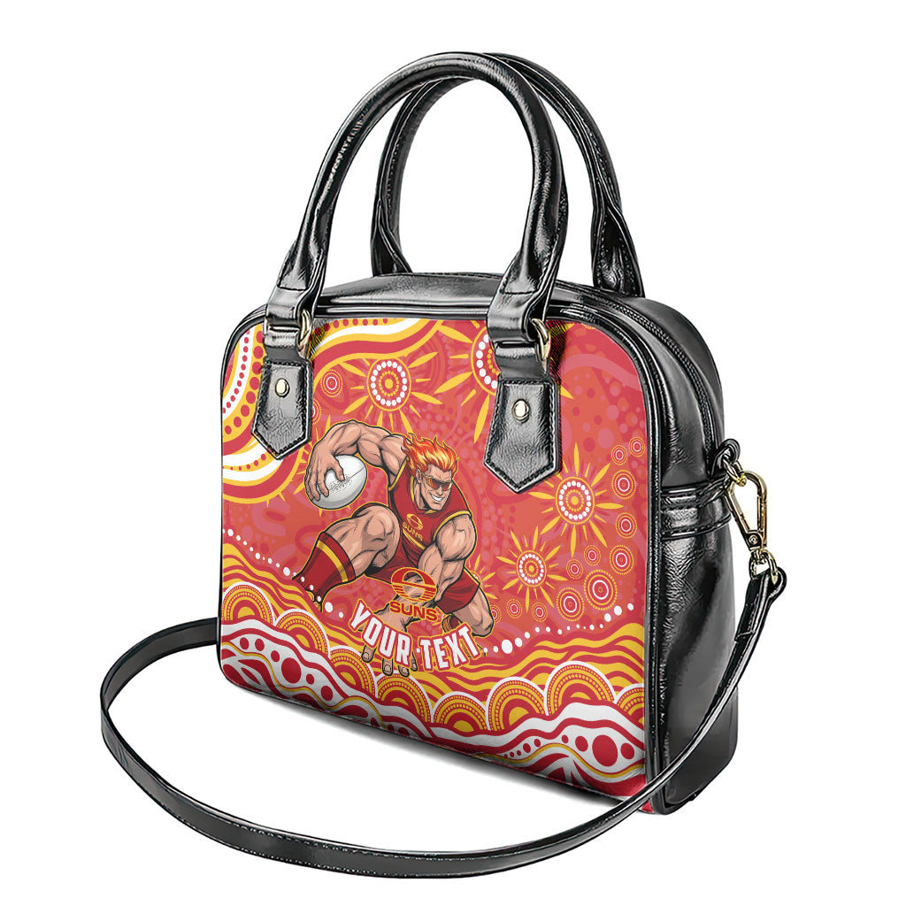 Personalized Gold Coast Suns Mascot Shoulder Handbag Aboriginal Dot Art - Dreamtime Football Mascot