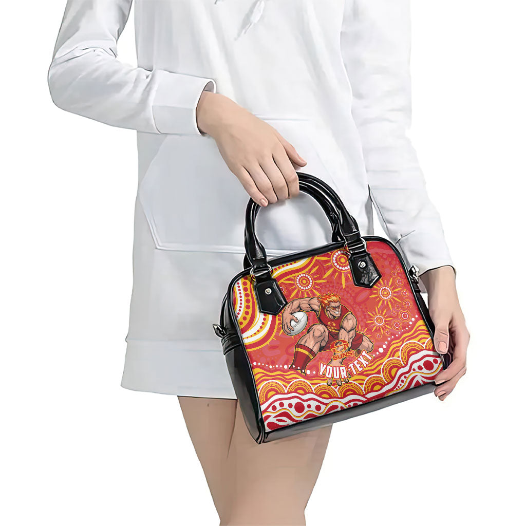 Personalized Gold Coast Suns Mascot Shoulder Handbag Aboriginal Dot Art - Dreamtime Football Mascot