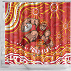 Personalized Gold Coast Suns Mascot Shower Curtain Aboriginal Dot Art - Dreamtime Football Mascot