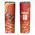 Personalized Gold Coast Suns Mascot Skinny Tumbler Aboriginal Dot Art - Dreamtime Football Mascot