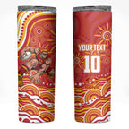 Personalized Gold Coast Suns Mascot Skinny Tumbler Aboriginal Dot Art - Dreamtime Football Mascot