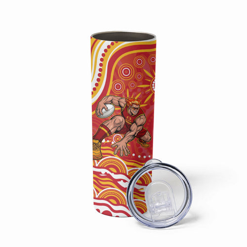 Personalized Gold Coast Suns Mascot Skinny Tumbler Aboriginal Dot Art - Dreamtime Football Mascot