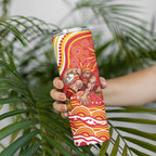 Personalized Gold Coast Suns Mascot Skinny Tumbler Aboriginal Dot Art - Dreamtime Football Mascot