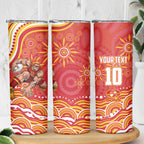 Personalized Gold Coast Suns Mascot Skinny Tumbler Aboriginal Dot Art - Dreamtime Football Mascot