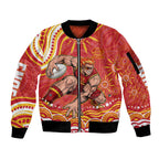 Personalized Gold Coast Suns Mascot Sleeve Zip Bomber Jacket Aboriginal Dot Art - Dreamtime Football Mascot