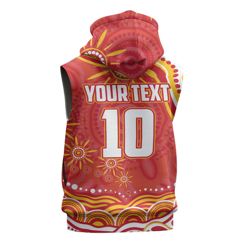 Personalized Gold Coast Suns Mascot Sleeveless Zip Hoodie Aboriginal Dot Art - Dreamtime Football Mascot