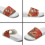Personalized Gold Coast Suns Mascot Slide Sandals Aboriginal Dot Art - Dreamtime Football Mascot