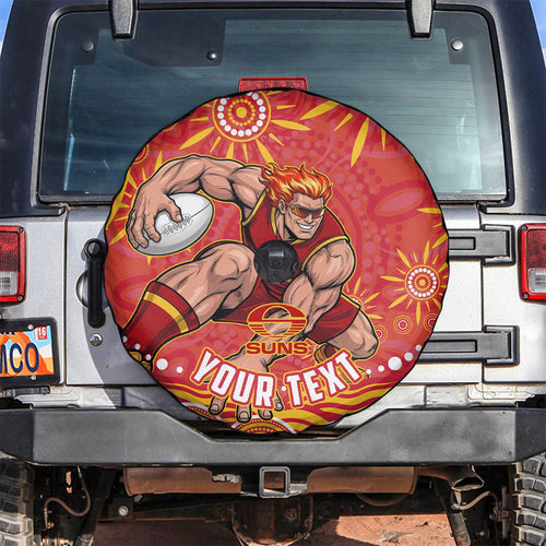 Personalized Gold Coast Suns Mascot Spare Tire Cover Aboriginal Dot Art - Dreamtime Football Mascot