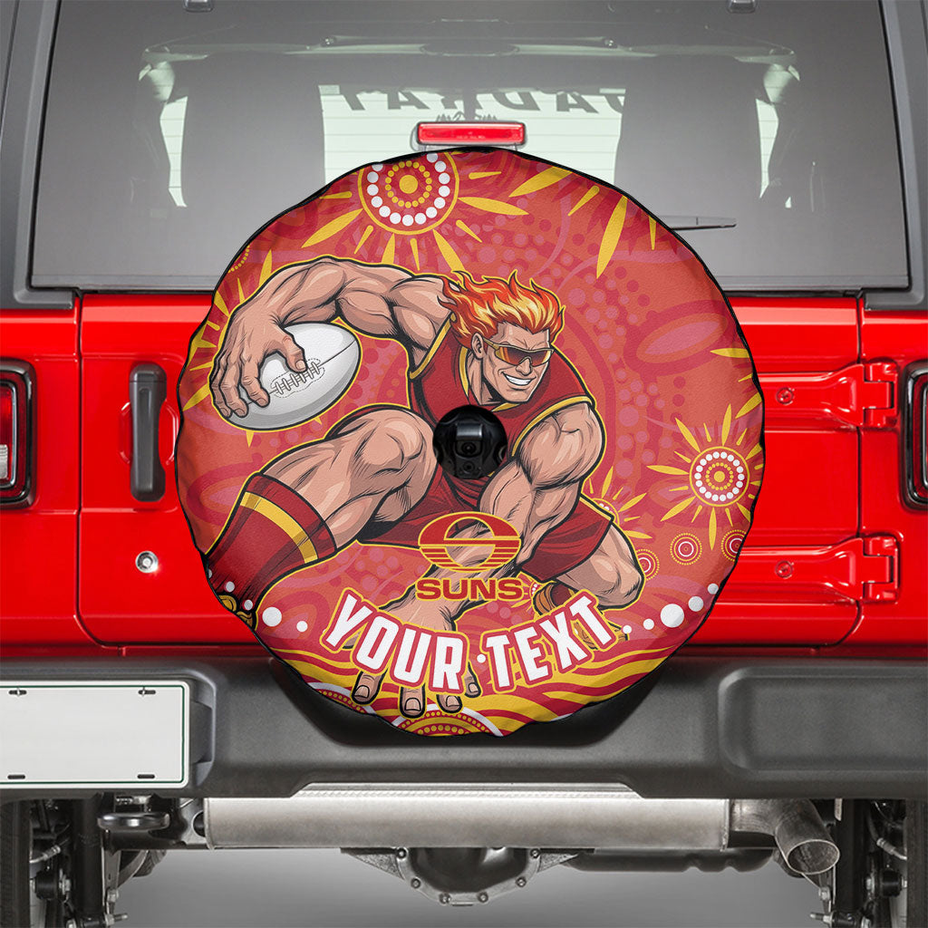 Personalized Gold Coast Suns Mascot Spare Tire Cover Aboriginal Dot Art - Dreamtime Football Mascot