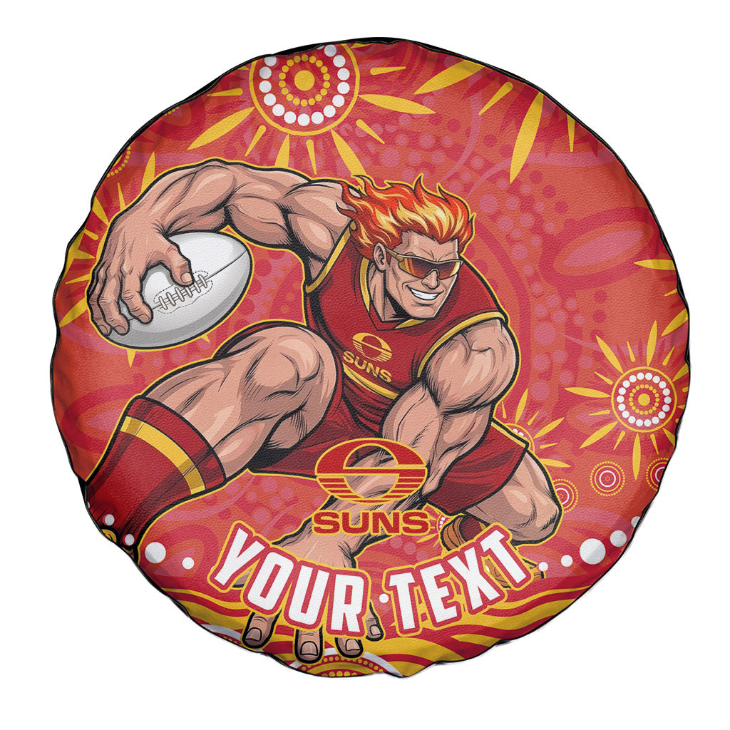 Personalized Gold Coast Suns Mascot Spare Tire Cover Aboriginal Dot Art - Dreamtime Football Mascot