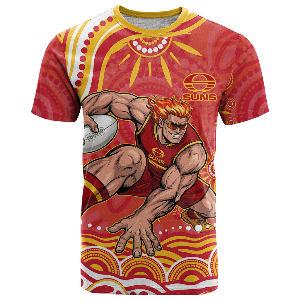 Personalized Gold Coast Suns Mascot T Shirt Aboriginal Dot Art - Dreamtime Football Mascot