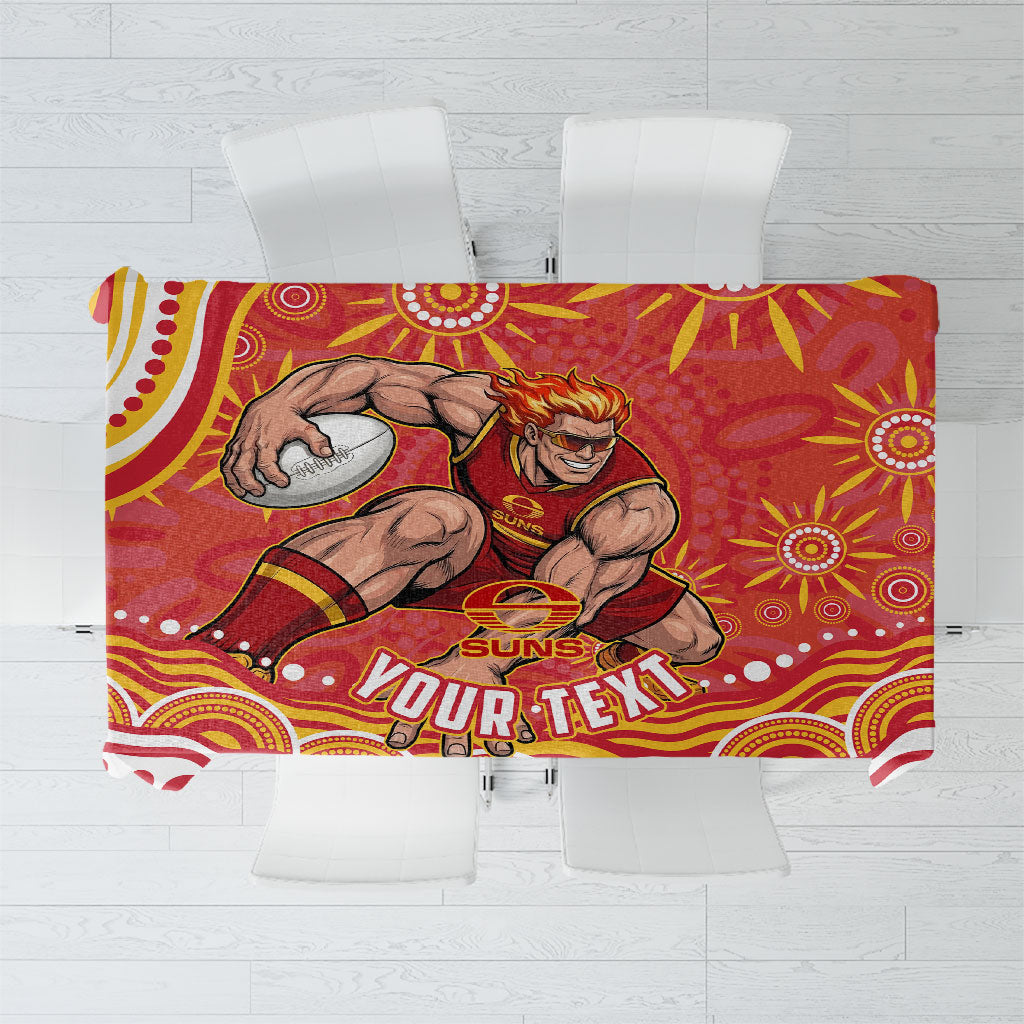Personalized Gold Coast Suns Mascot Tablecloth Aboriginal Dot Art - Dreamtime Football Mascot