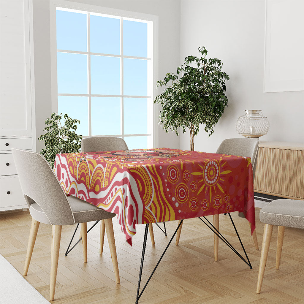 Personalized Gold Coast Suns Mascot Tablecloth Aboriginal Dot Art - Dreamtime Football Mascot