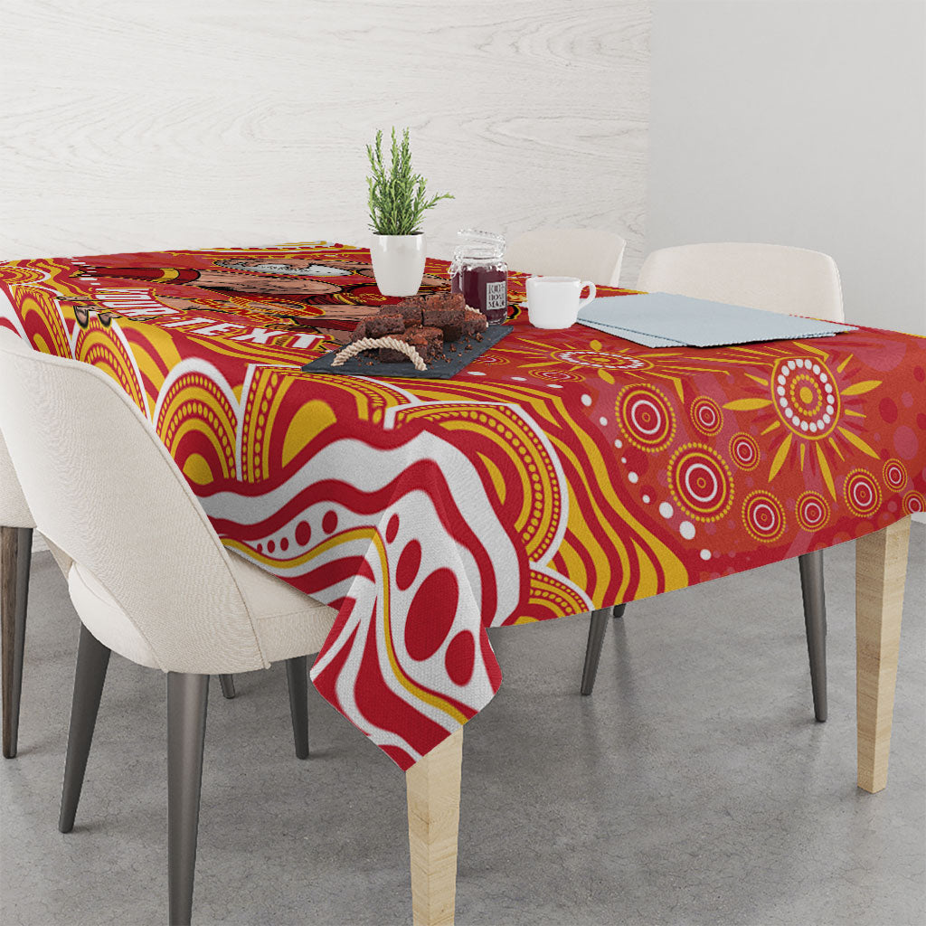 Personalized Gold Coast Suns Mascot Tablecloth Aboriginal Dot Art - Dreamtime Football Mascot