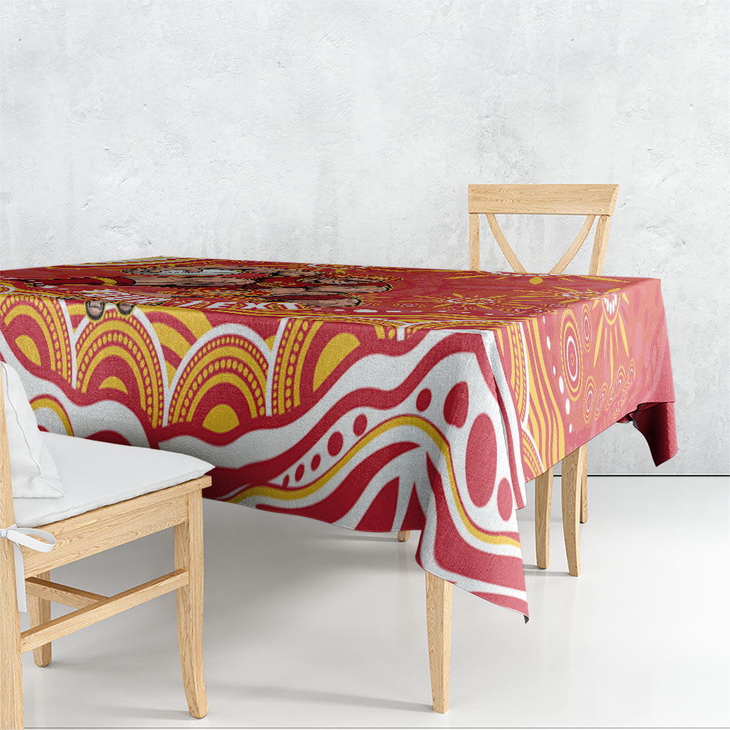Personalized Gold Coast Suns Mascot Tablecloth Aboriginal Dot Art - Dreamtime Football Mascot