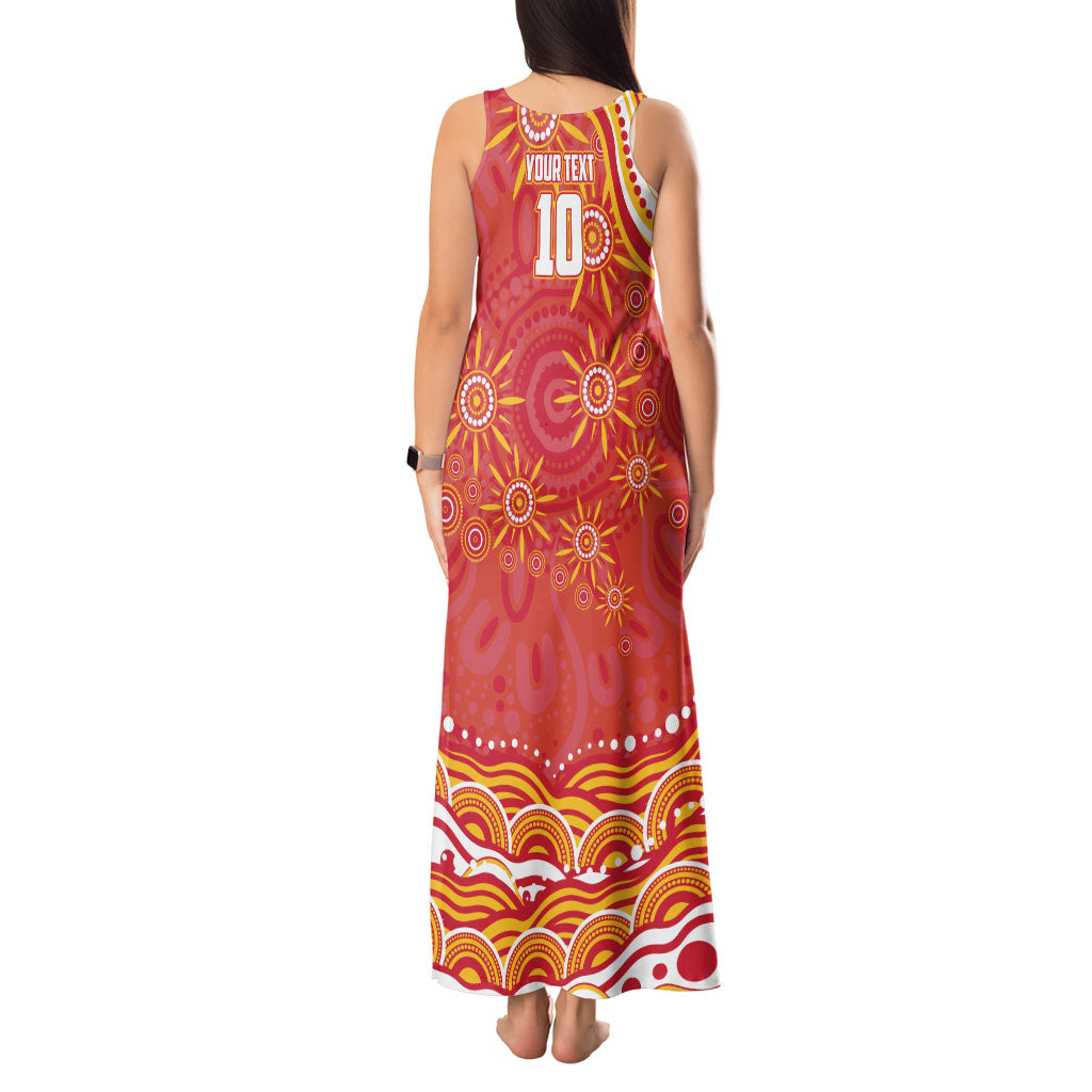 Personalized Gold Coast Suns Mascot Tank Maxi Dress Aboriginal Dot Art - Dreamtime Football Mascot
