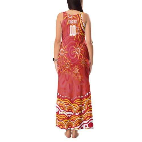 Personalized Gold Coast Suns Mascot Tank Maxi Dress Aboriginal Dot Art - Dreamtime Football Mascot