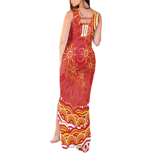 Personalized Gold Coast Suns Mascot Tank Maxi Dress Aboriginal Dot Art - Dreamtime Football Mascot