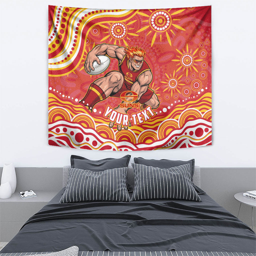 Personalized Gold Coast Suns Mascot Tapestry Aboriginal Dot Art - Dreamtime Football Mascot