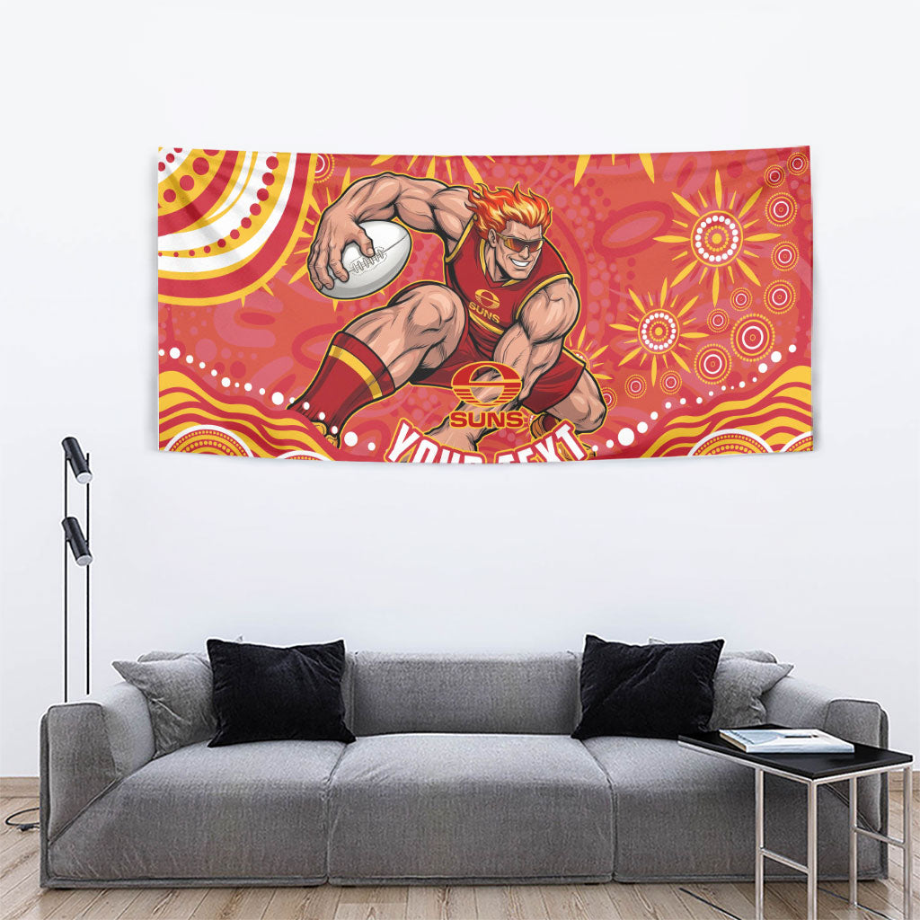 Personalized Gold Coast Suns Mascot Tapestry Aboriginal Dot Art - Dreamtime Football Mascot