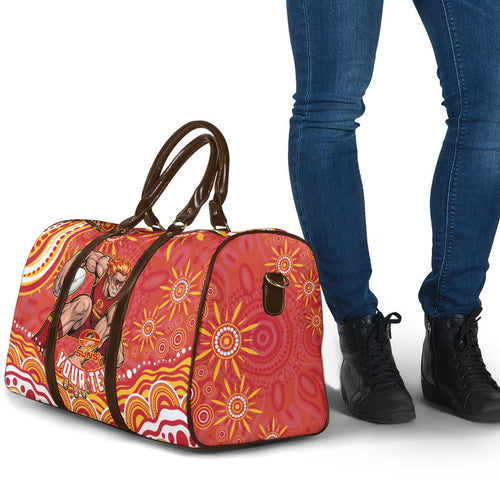 Personalized Gold Coast Suns Mascot Travel Bag Aboriginal Dot Art - Dreamtime Football Mascot