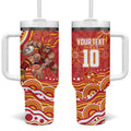 Personalized Gold Coast Suns Mascot Tumbler With Handle Aboriginal Dot Art - Dreamtime Football Mascot