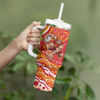 Personalized Gold Coast Suns Mascot Tumbler With Handle Aboriginal Dot Art - Dreamtime Football Mascot