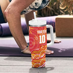 Personalized Gold Coast Suns Mascot Tumbler With Handle Aboriginal Dot Art - Dreamtime Football Mascot