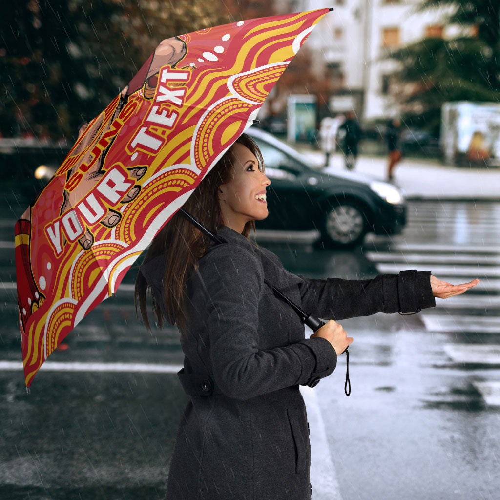 Personalized Gold Coast Suns Mascot Umbrella Aboriginal Dot Art - Dreamtime Football Mascot
