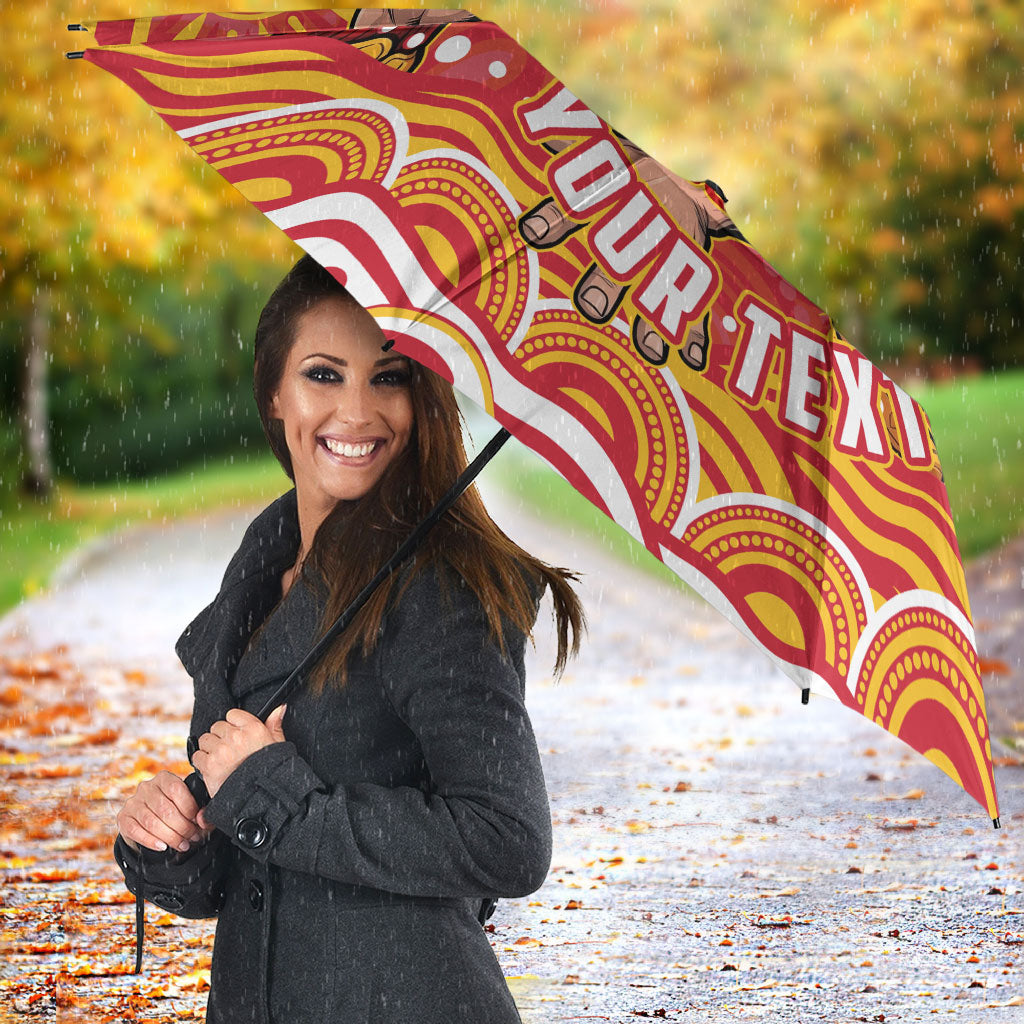 Personalized Gold Coast Suns Mascot Umbrella Aboriginal Dot Art - Dreamtime Football Mascot
