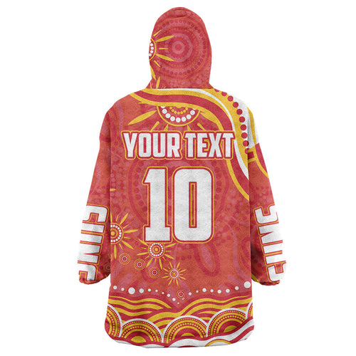Personalized Gold Coast Suns Mascot Wearable Blanket Hoodie Aboriginal Dot Art - Dreamtime Football Mascot