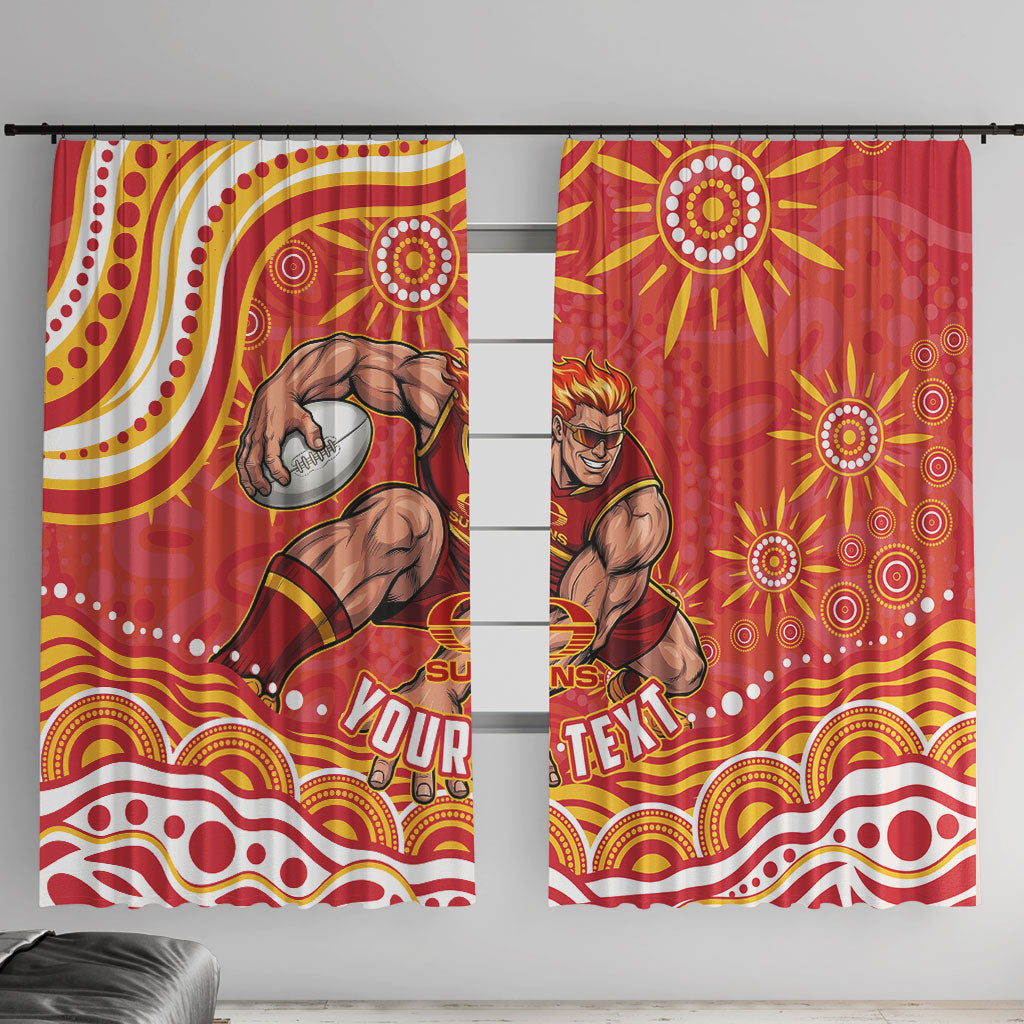 Personalized Gold Coast Suns Mascot Window Curtain Aboriginal Dot Art - Dreamtime Football Mascot