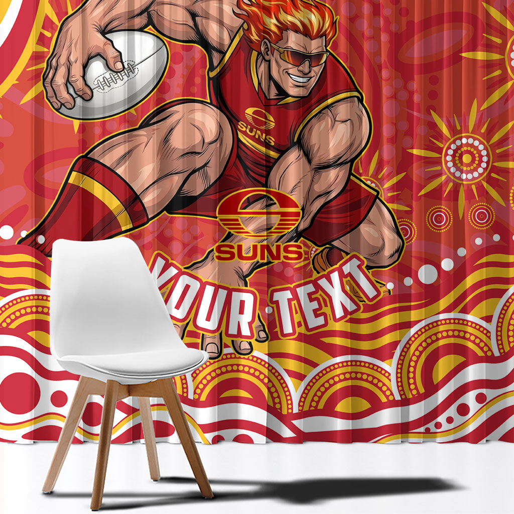 Personalized Gold Coast Suns Mascot Window Curtain Aboriginal Dot Art - Dreamtime Football Mascot