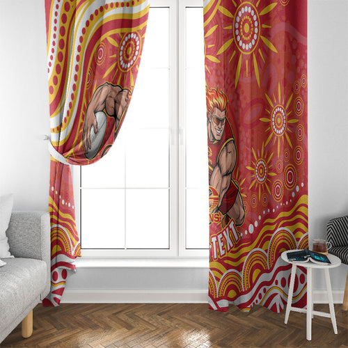 Personalized Gold Coast Suns Mascot Window Curtain Aboriginal Dot Art - Dreamtime Football Mascot