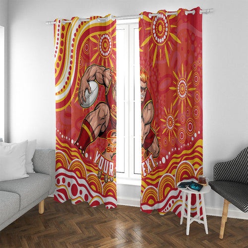 Personalized Gold Coast Suns Mascot Window Curtain Aboriginal Dot Art - Dreamtime Football Mascot
