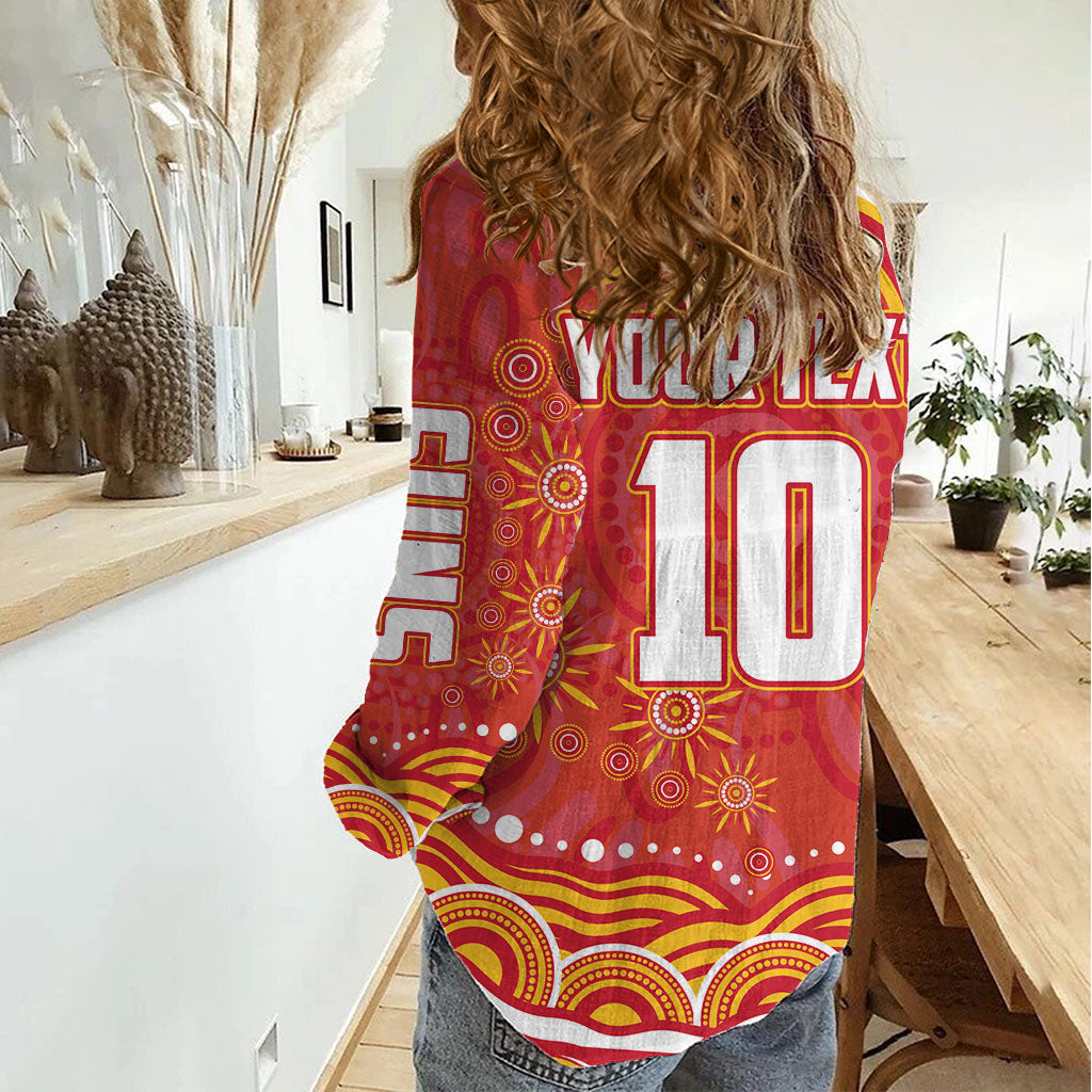 Personalized Gold Coast Suns Mascot Women Casual Shirt Aboriginal Dot Art - Dreamtime Football Mascot