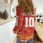 Personalized Gold Coast Suns Mascot Women Casual Shirt Aboriginal Dot Art - Dreamtime Football Mascot
