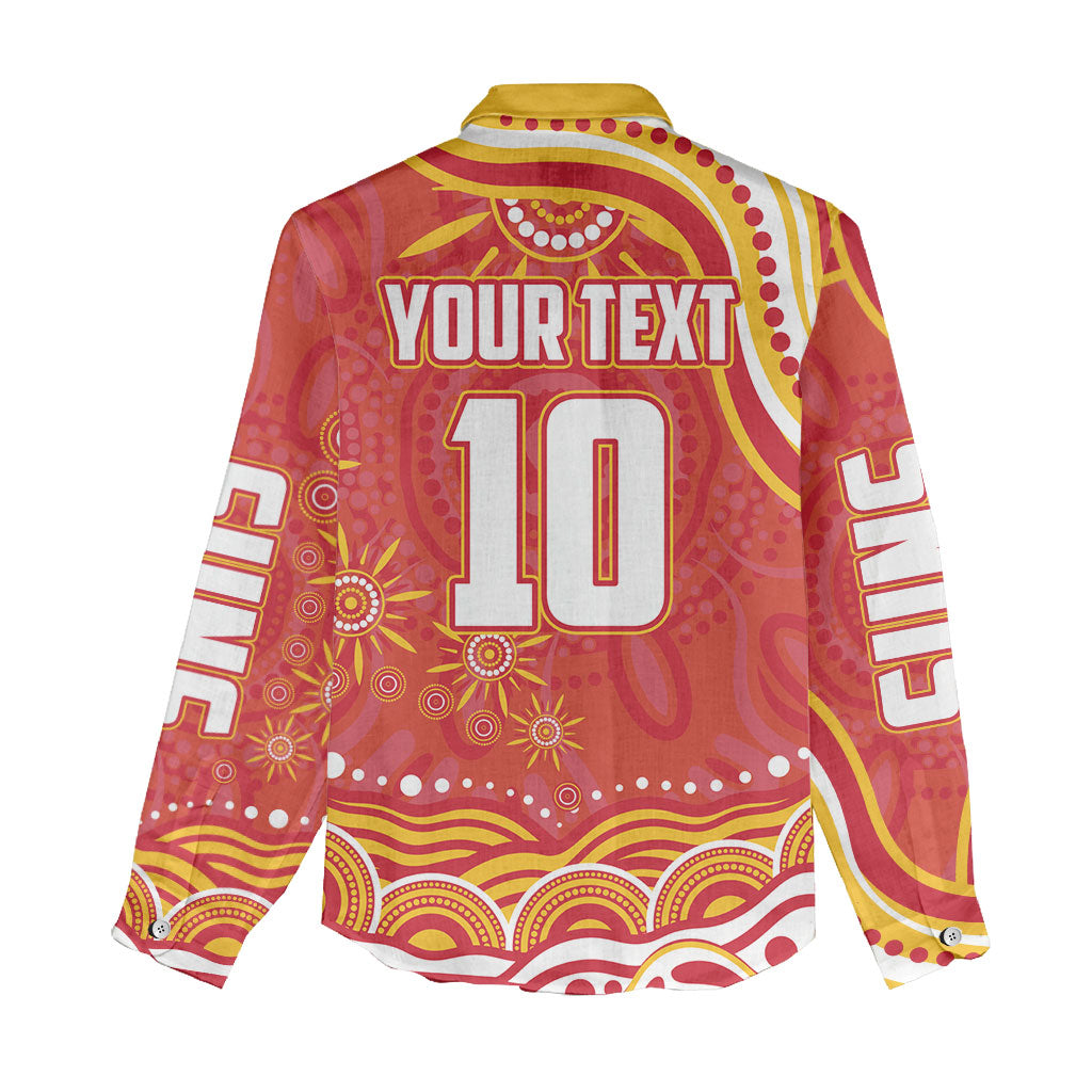 Personalized Gold Coast Suns Mascot Women Casual Shirt Aboriginal Dot Art - Dreamtime Football Mascot